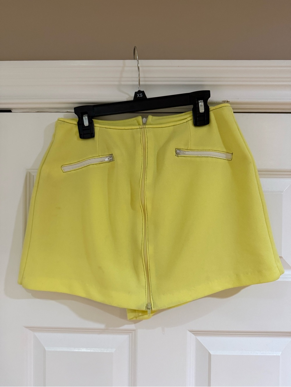 Yellow Women's High-Waist Zip Front Shorts